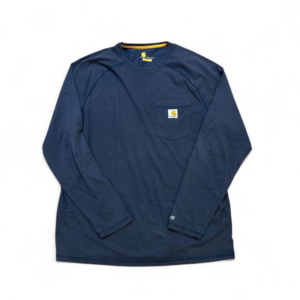 Carhartt Force Relaxed Fit Pocket Long Sleeve Shirt Navy Mens Large